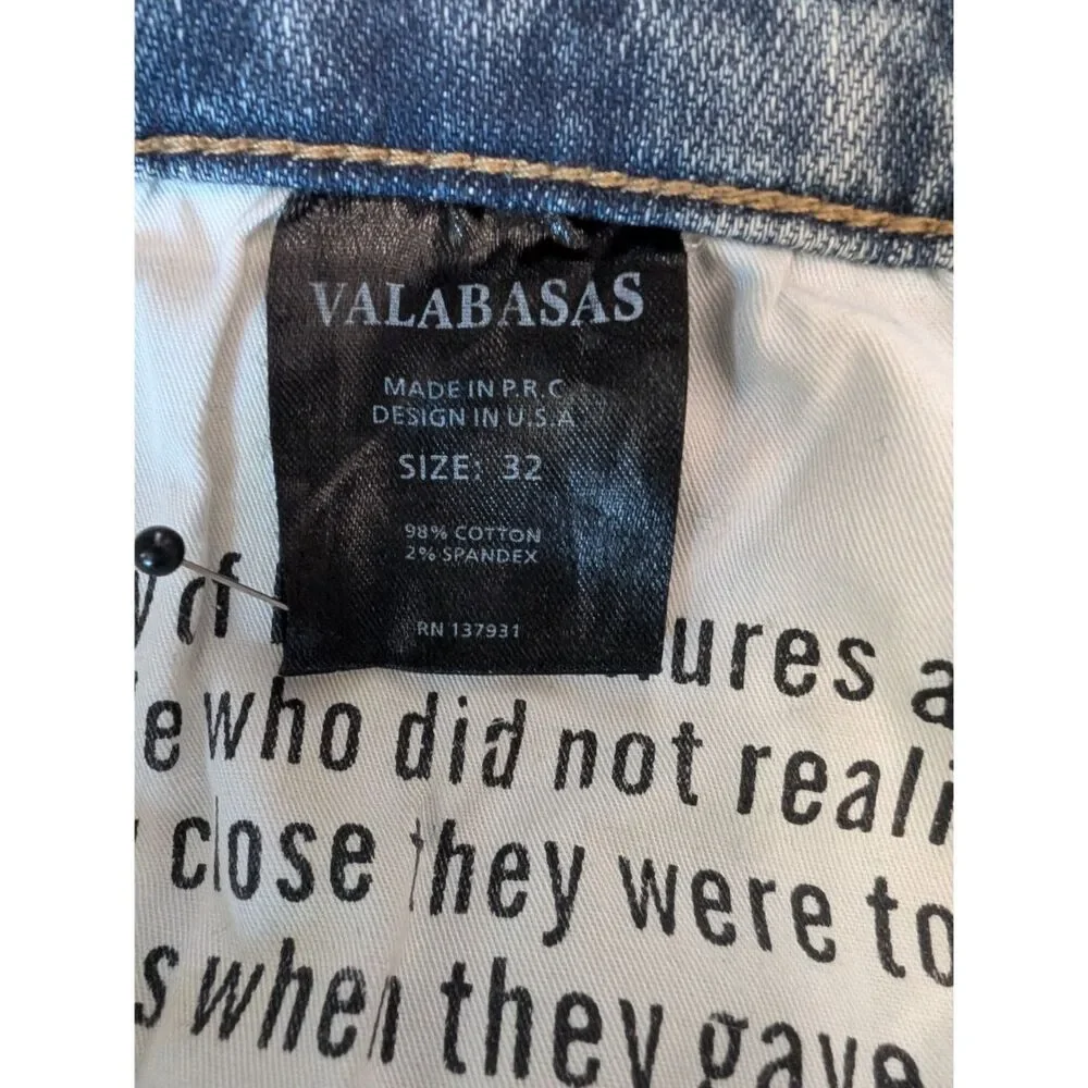 Valabasas Jeans Mens Size 32/36 32X36 Blue Denim Designer Skinny Flare